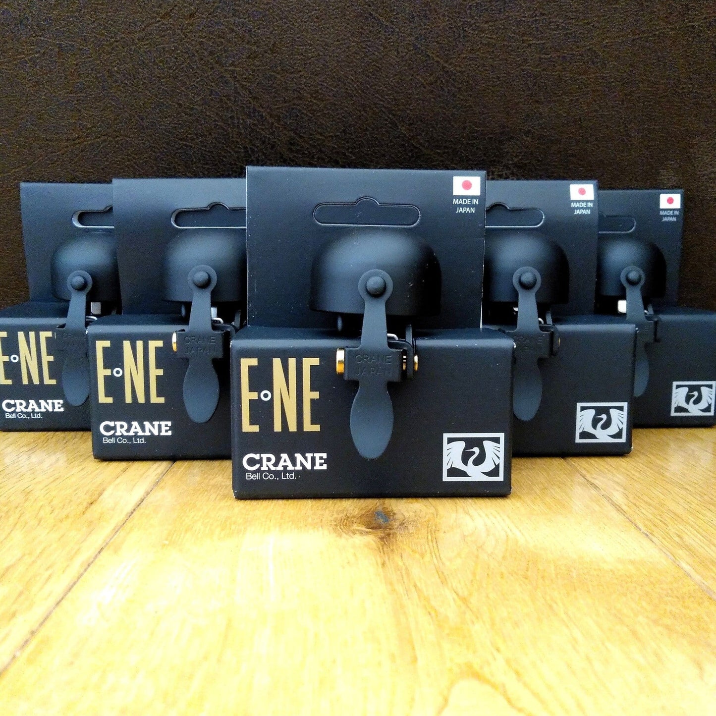Crane All Black E-NE bike bells in boxes