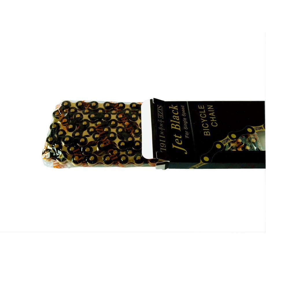 Izumi Track Chain - Jet Black and gold bike chain