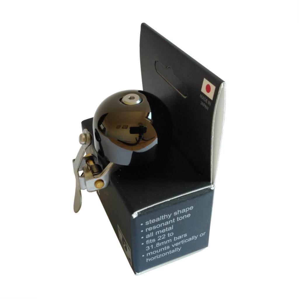 Crane Neo Black E-NE Bike Bell in box side view